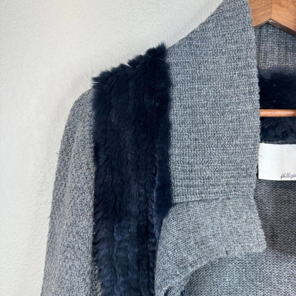3.1 Phillip Lim Cape Sweater Women's Gray Merino Wool Fur Vented‎ 3/4 Sleeve - Picture 4 of 11
